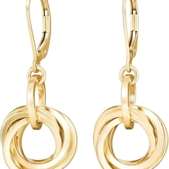 Dressy 14K Yellow Gold-Filled Love Knot Circle Dangle Earrings for Women Classy - Picture 1 of 8